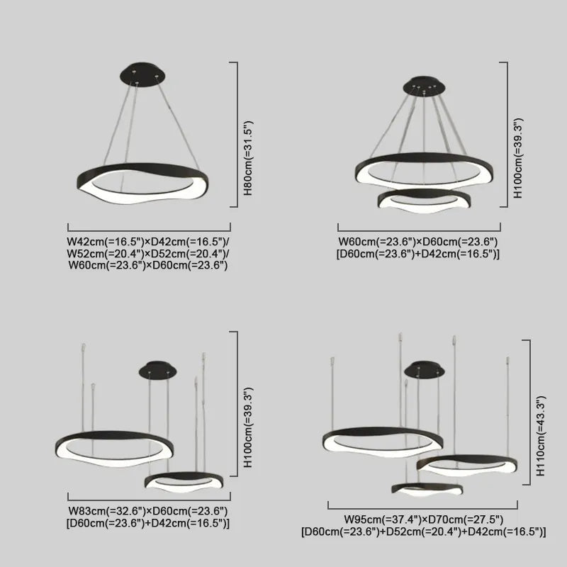 Modern Black/White Pendant Light Rond Dining Room