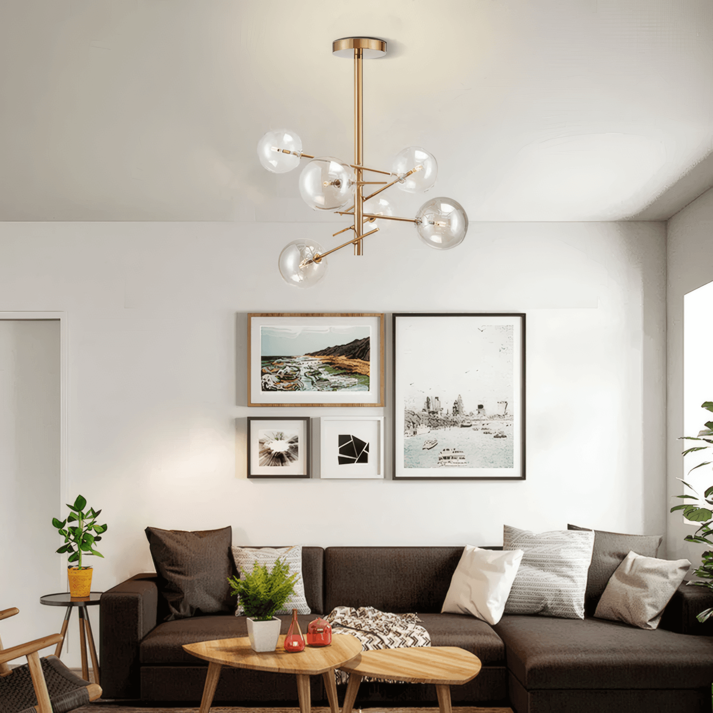 Modern Gold Chandelier Living Room 6 Head