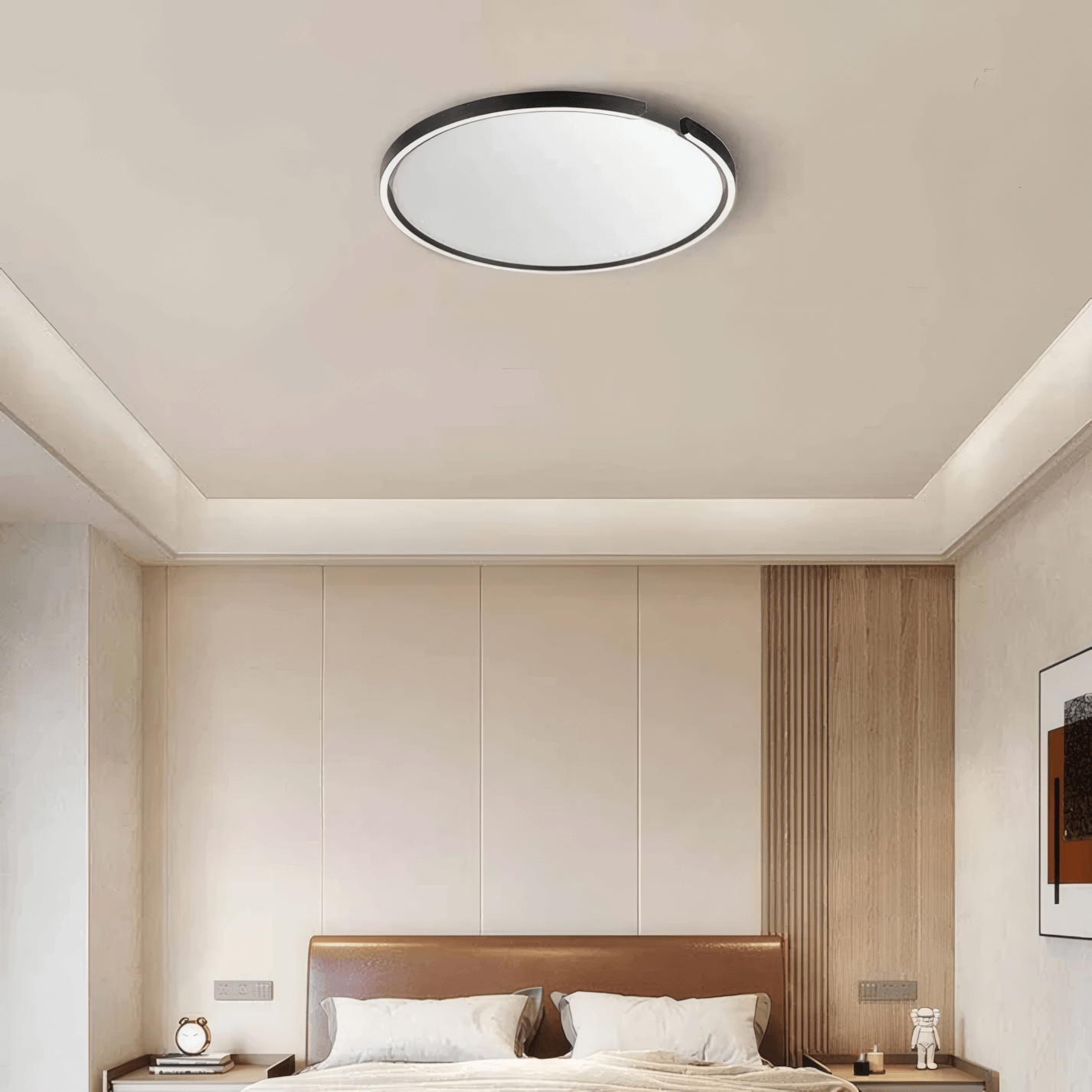 Modern Black/White Ceiling Light Metal Round Living Room