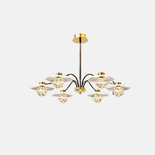 Modern Gold/Black Pendant Light Metal Glass Branch Living Room