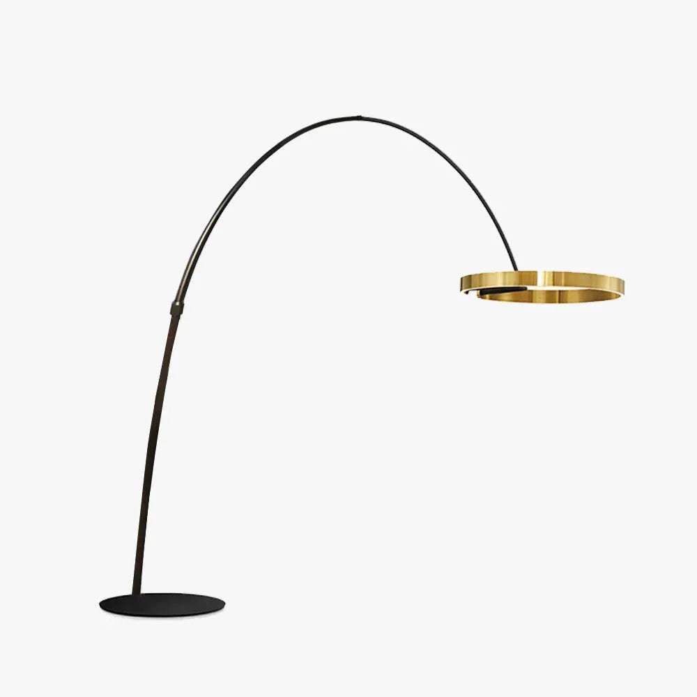 Minimalist Black Floor Lamp Metal Round Living Room