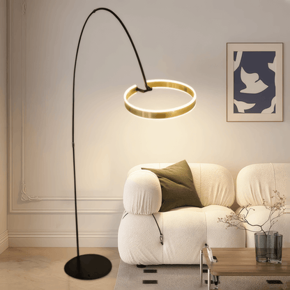 Minimalist Black Floor Lamp Metal Round Living Room