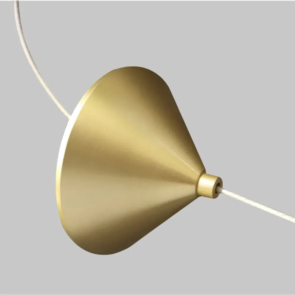Minimalist Linear Floor Lamp with Golden Cone-shaped