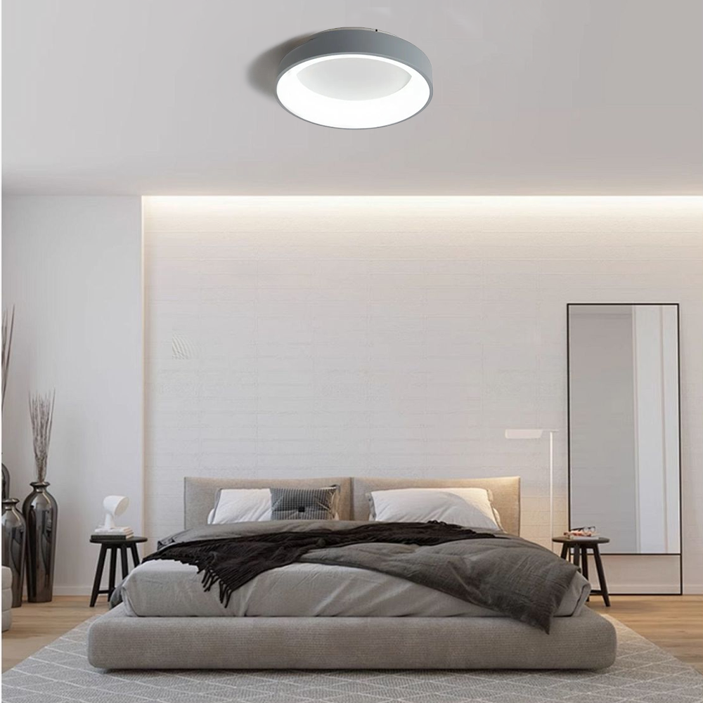 Modern White Ceiling Light Metal Acrylic Round Bedroom