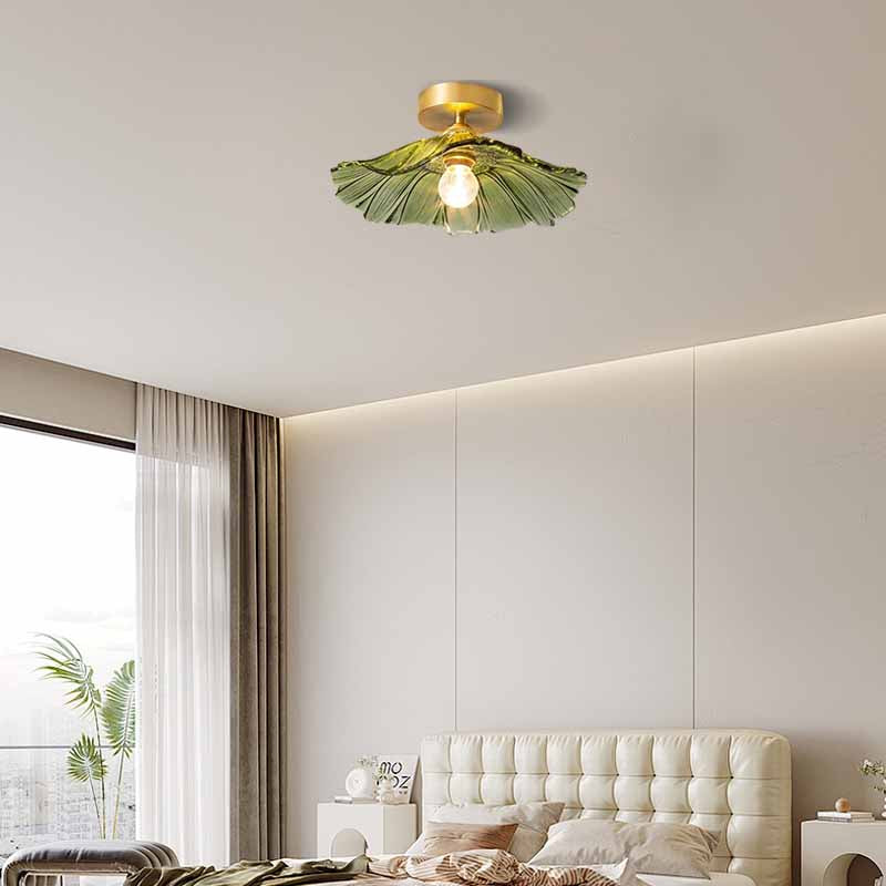 Retro Clear/Green Ceiling Light Metal Glass Hooded Dining Room