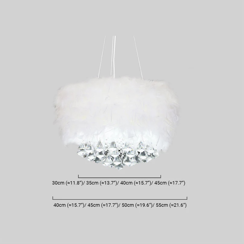 Modern White Pendant Light Metal Crystal Round  Dining Room