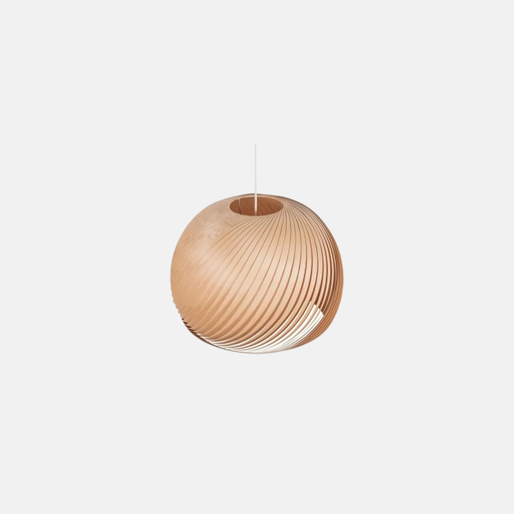 Modern Wood Pendant Light Metal Wood Globe Dining Room