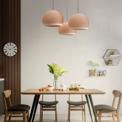 Modern Wood Pendant Light Metal Wood Globe Dining Room