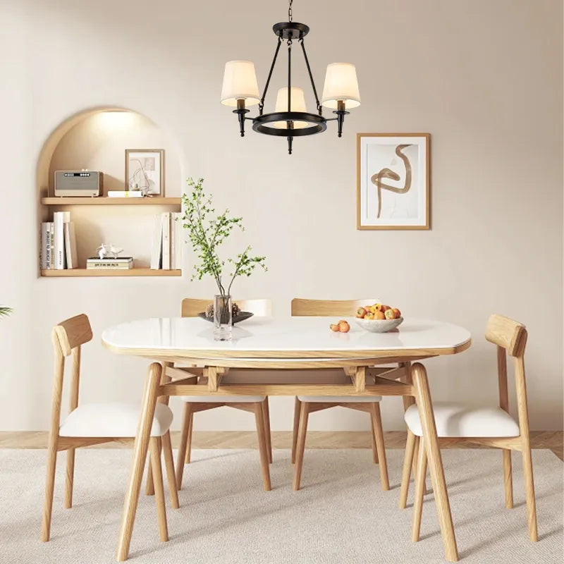 Modern Black Pendant Light Metal Cylindrical  Dining Room