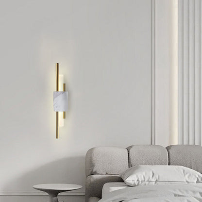 Modern Gold/Green/White Wall Light Metal Cylindrical Bedroom