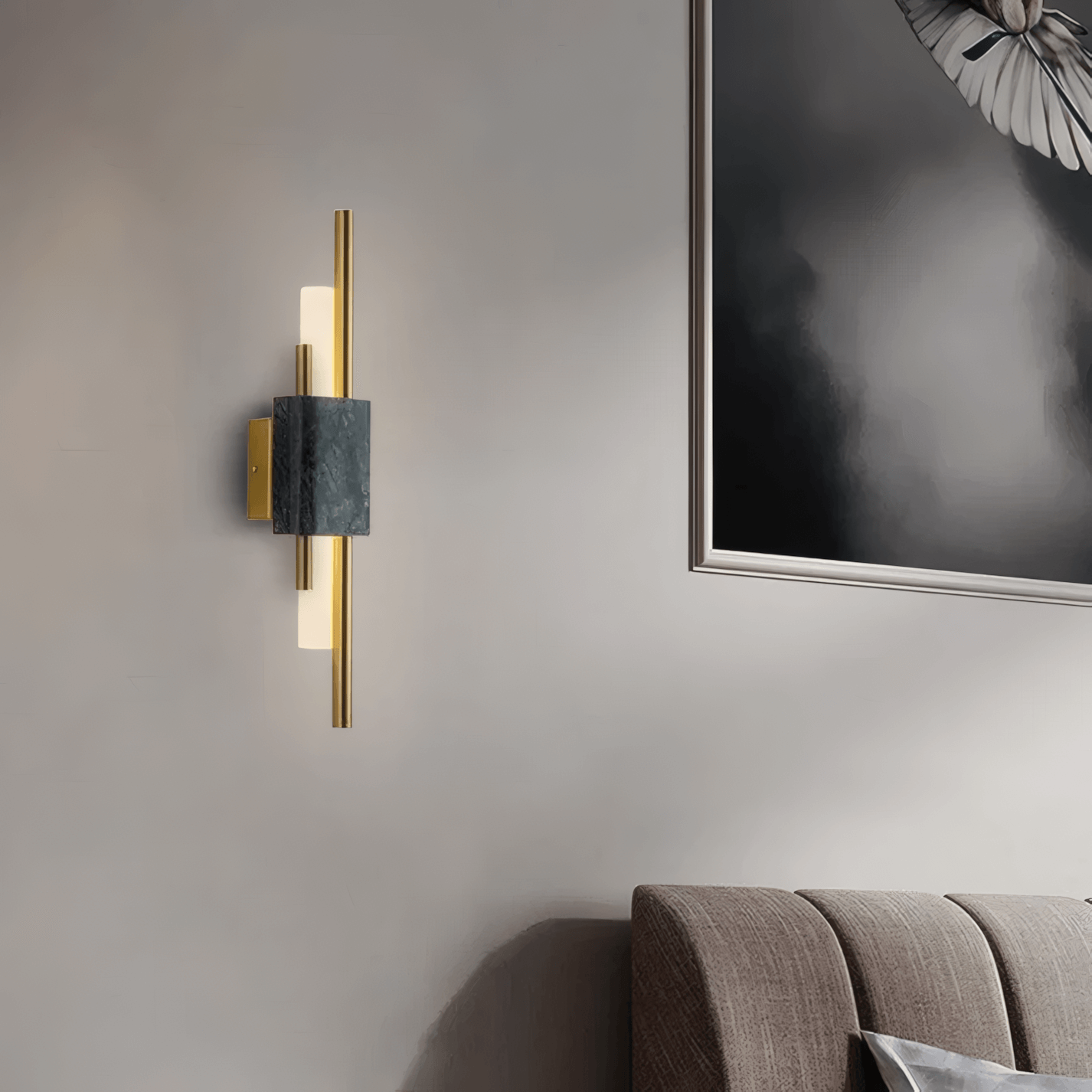 Modern Gold/Green/White Wall Light Metal Cylindrical Bedroom