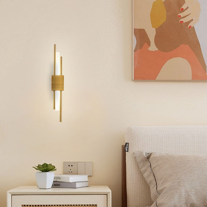 Modern Gold/Green/White Wall Light Metal Cylindrical Bedroom