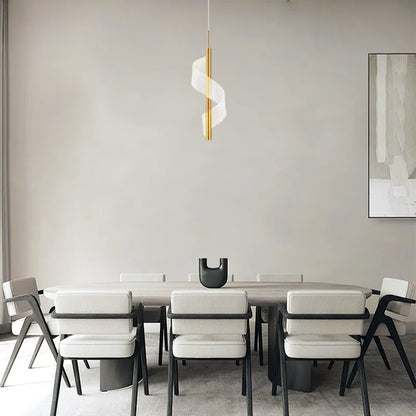 Modern Gold Pendant Light Metal Acrylic Linear Living Room