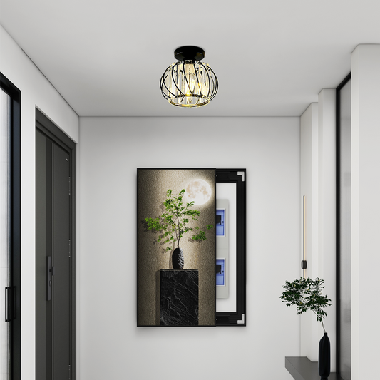 Modern Black/Gold Ceiling Light Metal Lantern Corridor