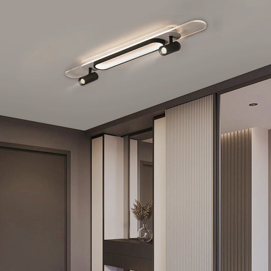 Modern Black Ceiling Light Metal Acrylic Cylindrical Living Room