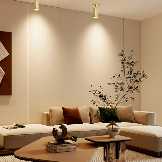 Modern Gold Ceiling Light Metal Cylindrical Hallway