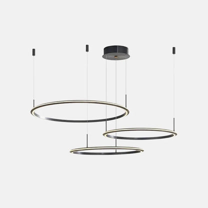 Modern Black Pendant Light Metal Acrylic Ring Dining Room