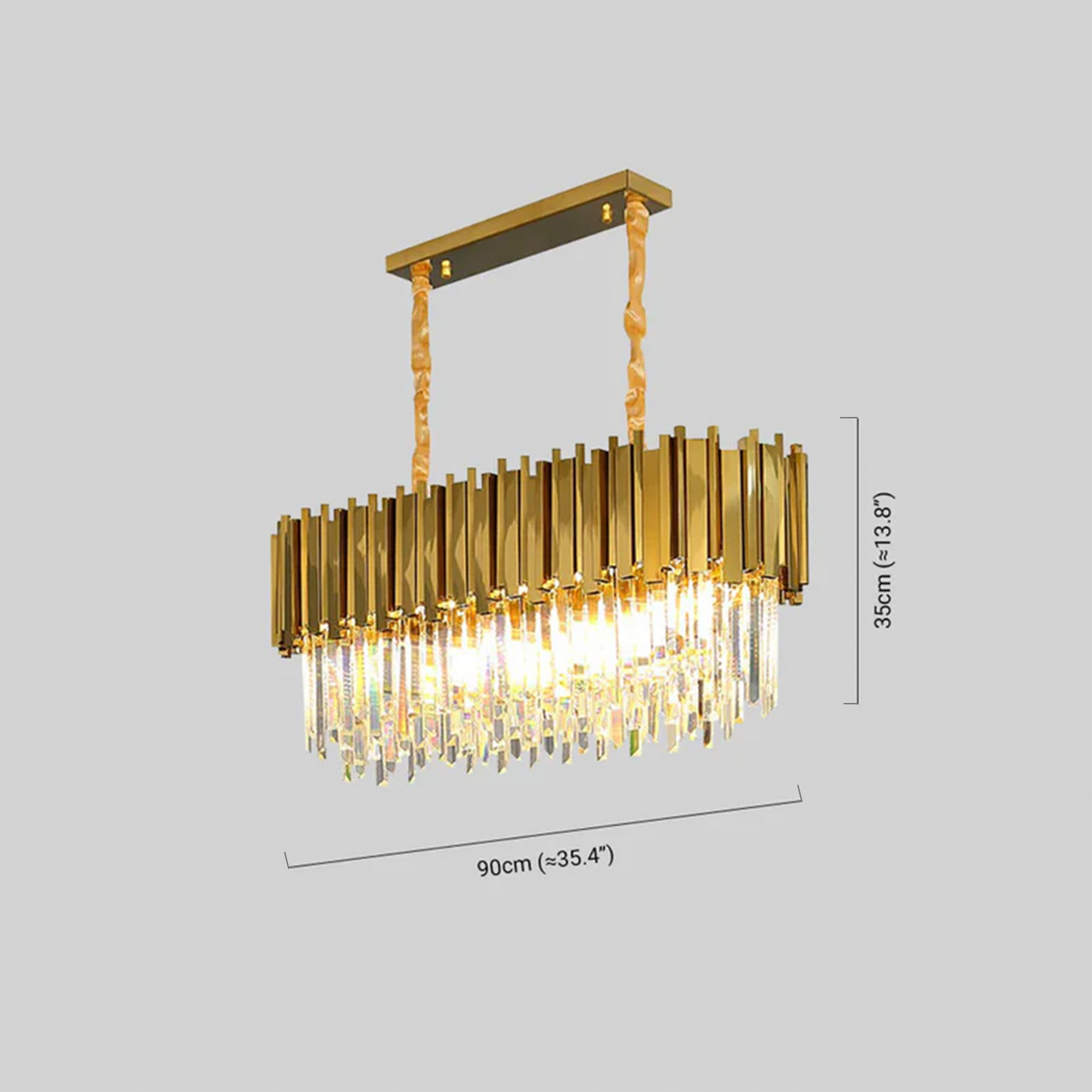 Modern Gold Pendant Light Metal Elliptical Kitchen Island