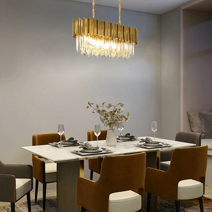 Modern Gold Pendant Light Metal Elliptical Kitchen Island