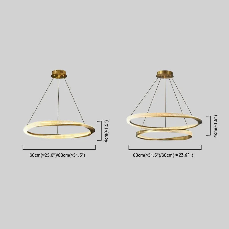 Modern Gold/Silver Pendant Light Metal Acylic Ring Bedroom