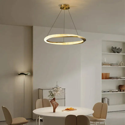 Modern Gold/Silver Pendant Light Metal Acylic Ring Bedroom