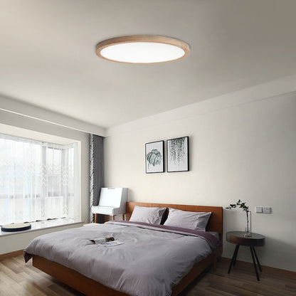 Modern Wood Ceiling Light Wood Acrylic Round Living Room