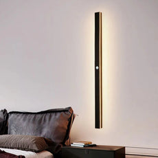 Minimalist Linear Black Outdoor Sensor Wall Lamp Bedroom