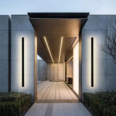 Minimalist Linear Black Outdoor Wall Lamp Entrance