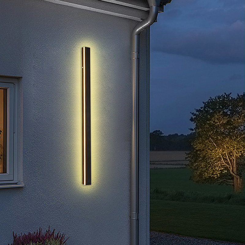 Minimalist Linear Black Outdoor Wall Lamp Garden