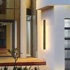 Minimalist Linear Black Outdoor Wall Lamp Home Entrance Waterproof