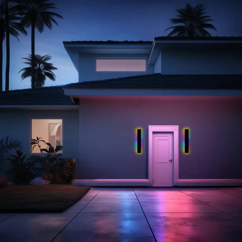 Minimalist Linear Black Outdoor Wall Lamp Residential Entrance