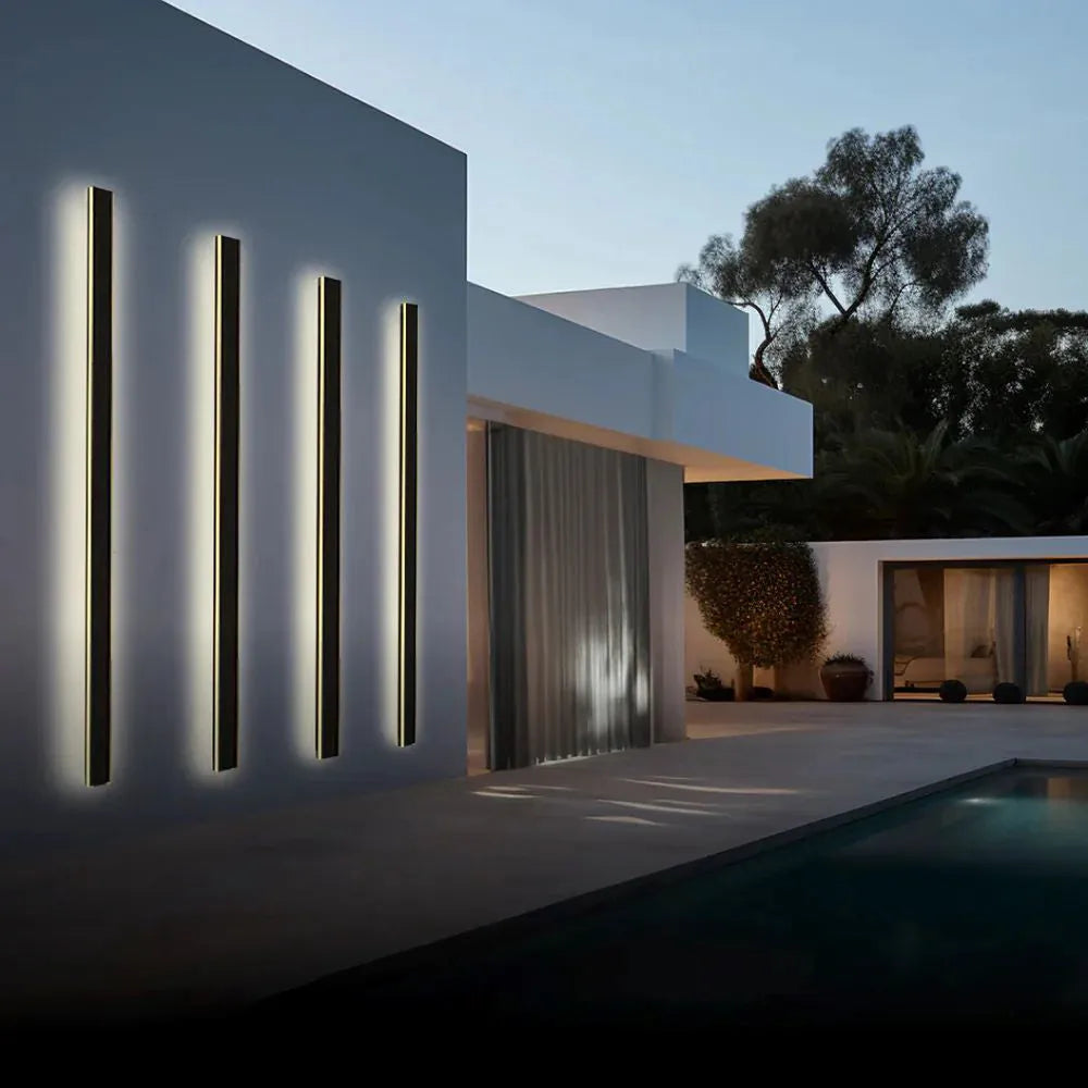 Minimalist Linear Black Outdoor Wall Lamp Villa