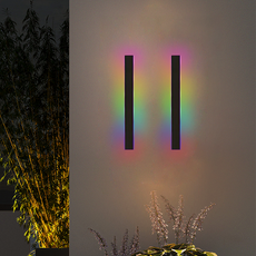 Minimalist Linear Black Outdoor Wall Lamp Yard RGB