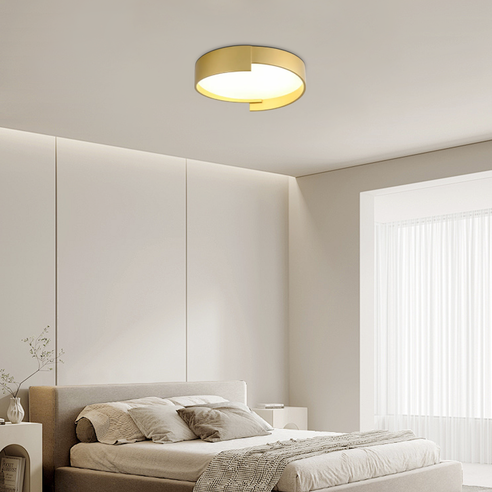 Modern White/Gray Ceiling Light Metal Acrylic Round Bedroom