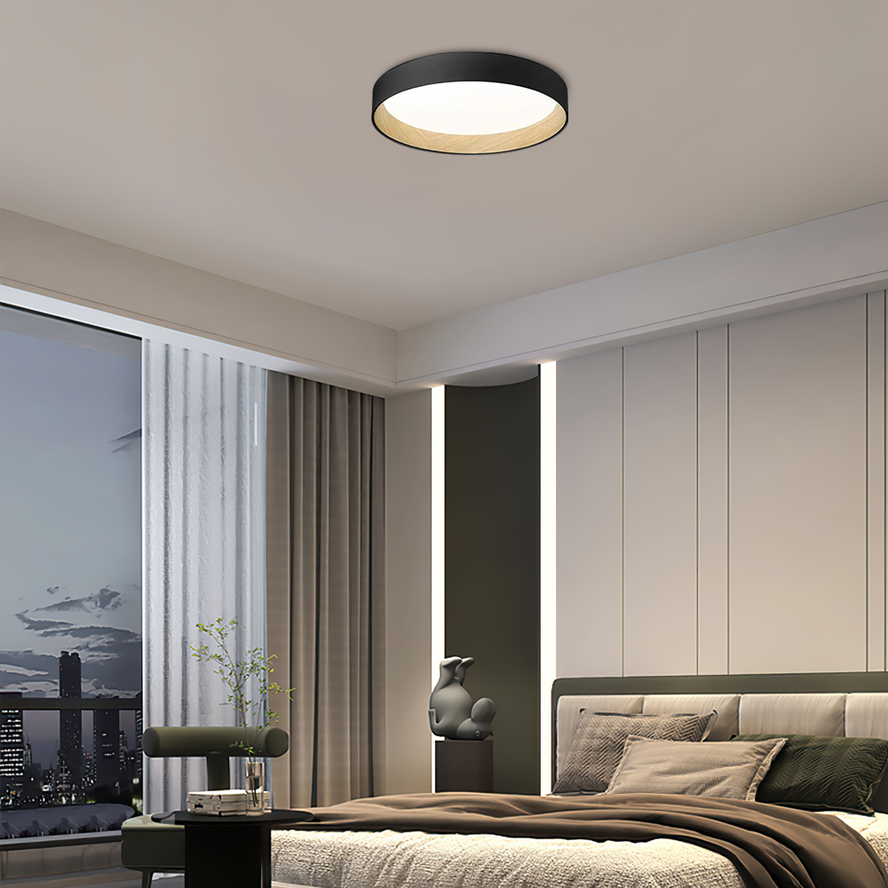 Modern Black/Gray Ceiling Light Metal Acrylic Round Bedroom