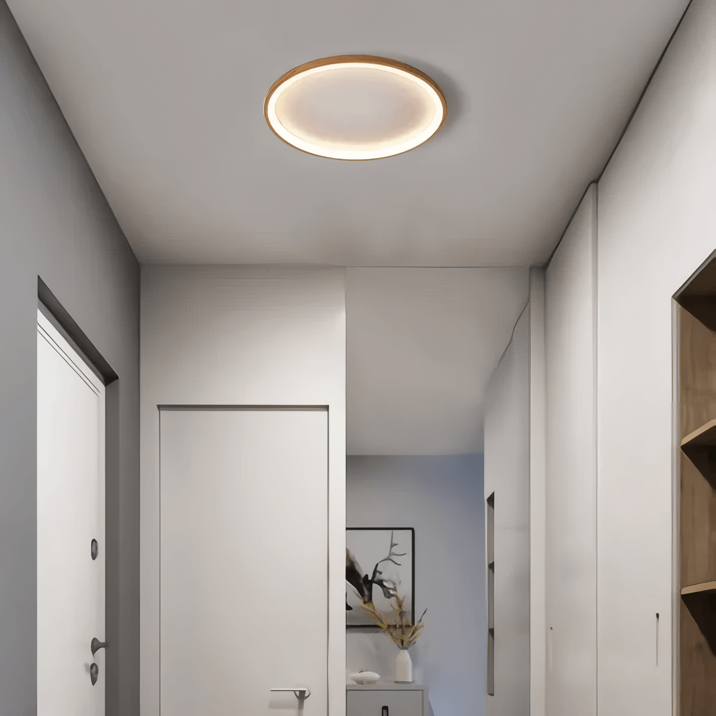 Modern Wood Round Ceiling Light  Acrylic Study Room