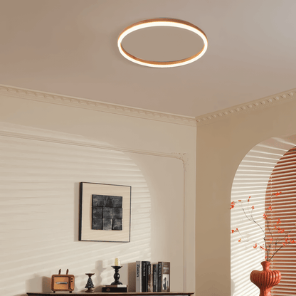 Minimalist Ceiling Light Wood Acrylic Round Study Room