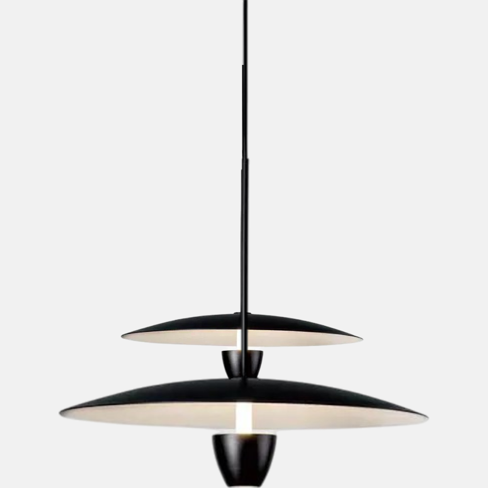 Vintage Black Pendant Light Metal Hooded Living Room