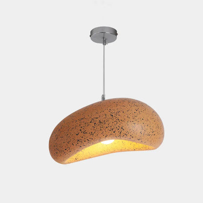 Modern Resin Round Wood Bread Shape Pendant Light Living Room