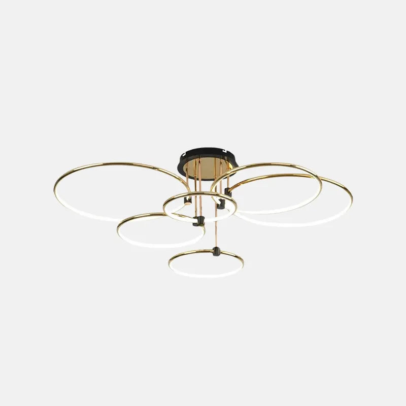 Modern Gold Ceiling Light Metal Annular Dining Room