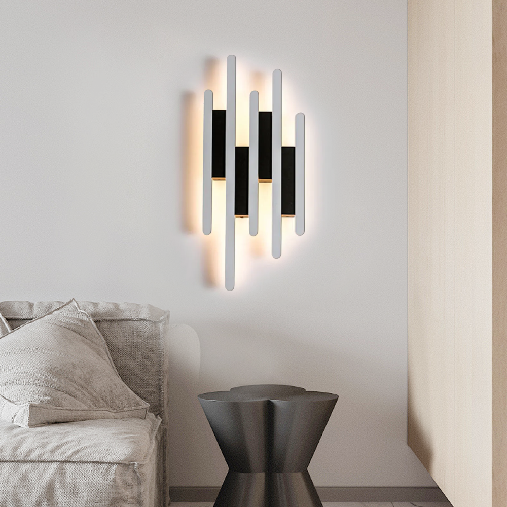 Modern Black Wall Lamp Metal Acrylic Geometric Living Room