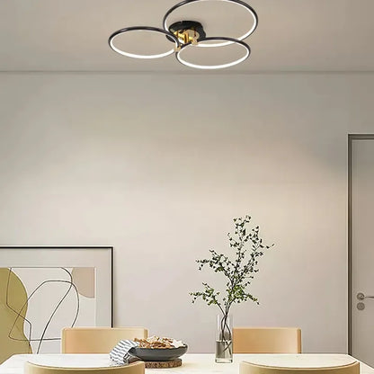 Modern Gold Ceiling Light Metal Annular Dining Room