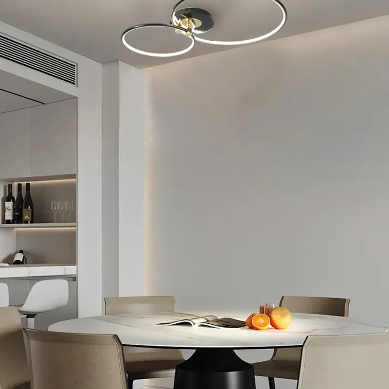 Modern Gold Ceiling Light Metal Annular Dining Room