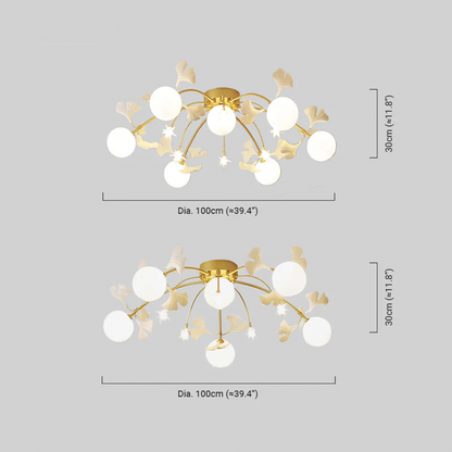 Designer Gold/White Ceiling Light Metal Ceramic Study Room