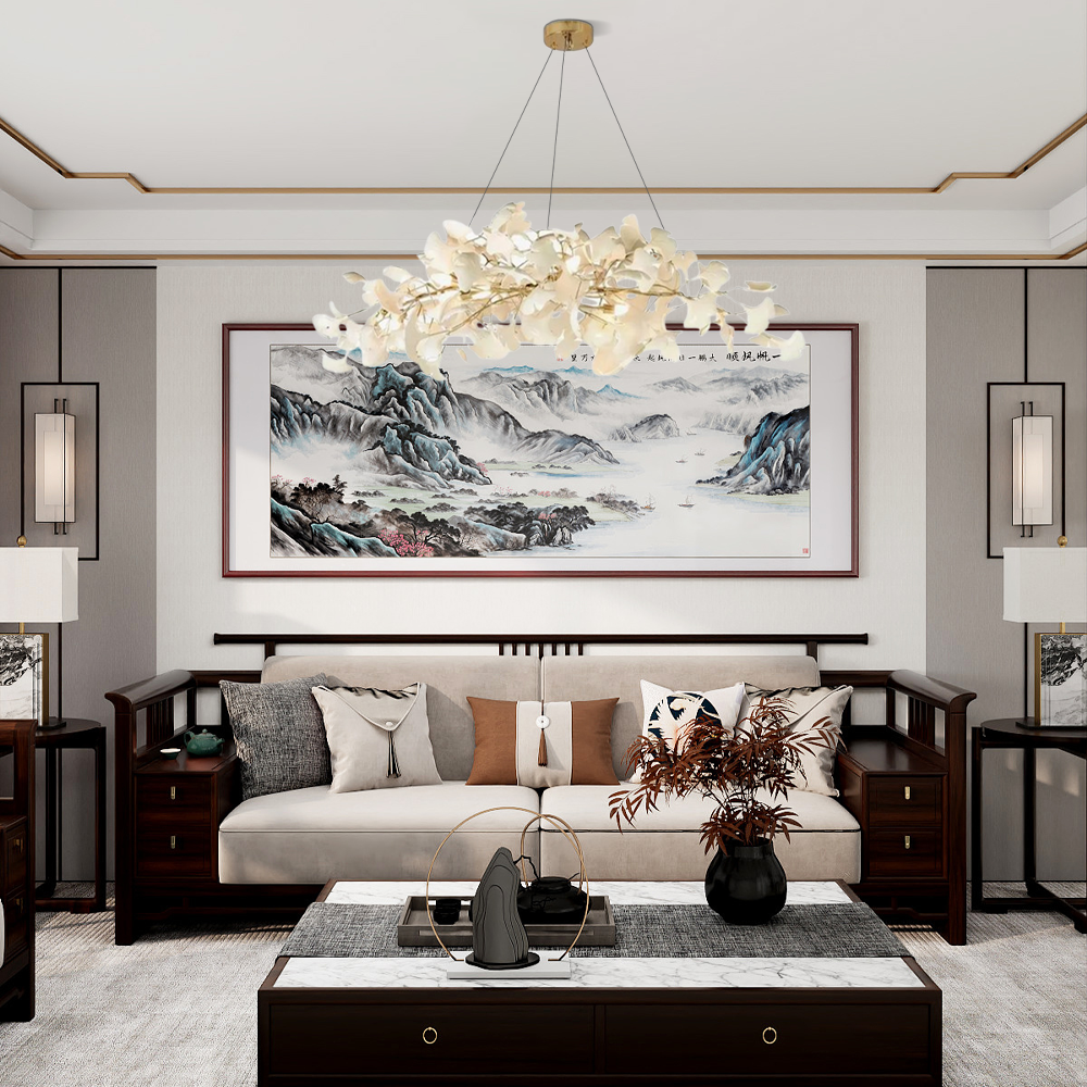 Art Deco Chandelier Ginkgo Living Room