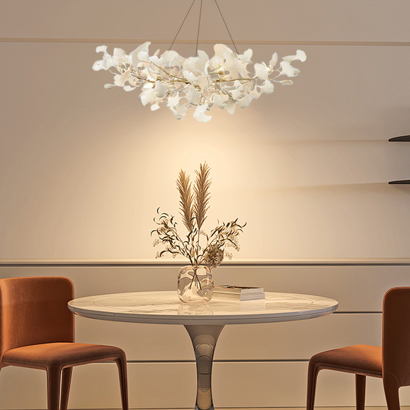 Modern White/Gold Pendant Light Metal Living Room