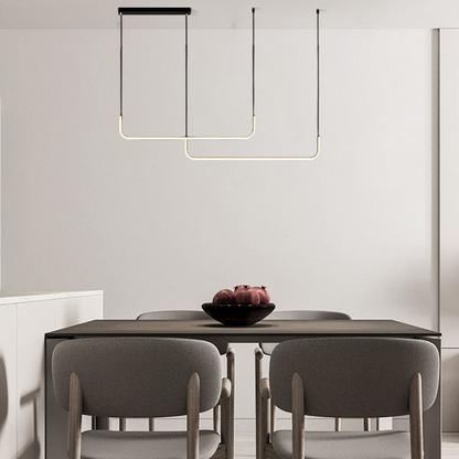 Minimalist Black Gold Pendant Light Metal Aceylic Linear Living Room