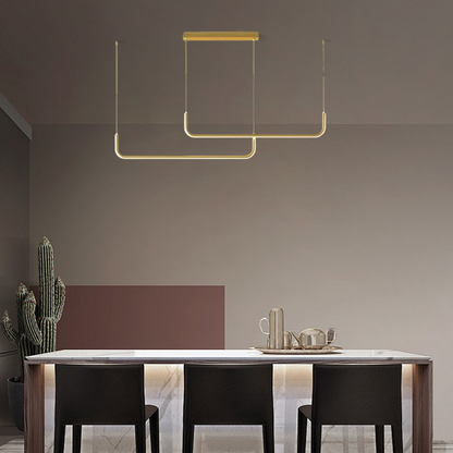 Minimalist Black Gold Pendant Light Metal Aceylic Linear Living Room