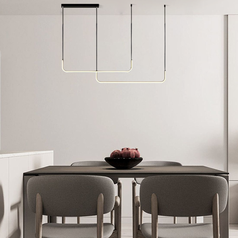 Minimalist Black Pendant Light Linear Dining Room 120cm