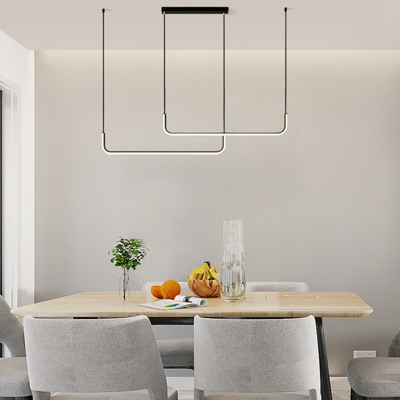 Minimalist Black Pendant Light Linear Dining Room 150cm